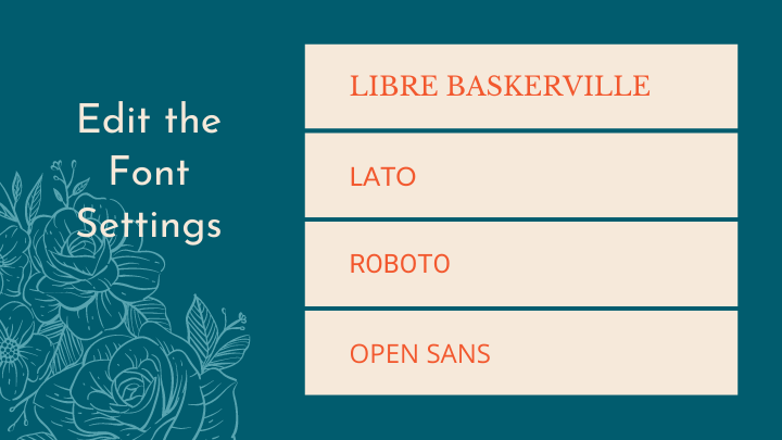 How can I edit the font settings of my site