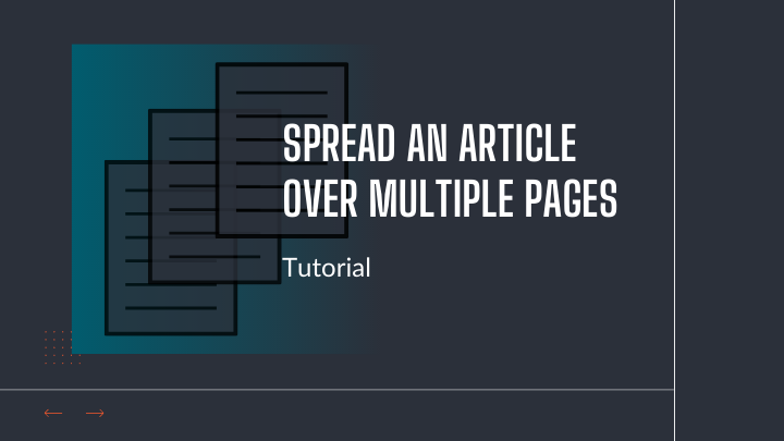 Spread an Article over Multiple Pages