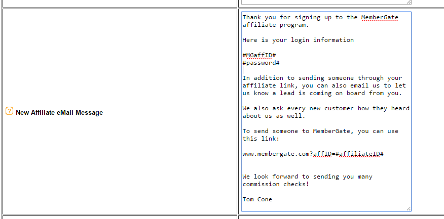 Edit the Email that Affiliates Receive When They Sign Up With the Affiliate Program