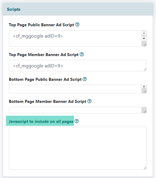 I have a script that needs to be placed in the 'head' section of the pages. Where should I place it?