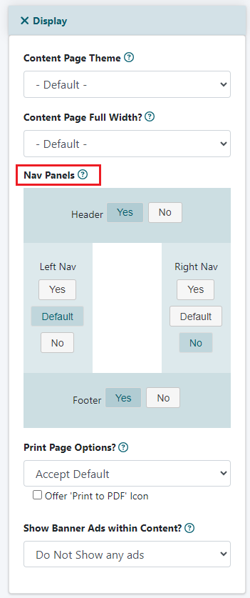 Remove Left and/or Right Navigational Panels from a Page
