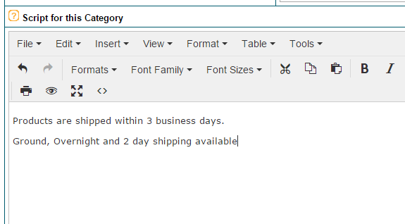 How to Edit the text in the 'Shipping' Box in the Nav Panel