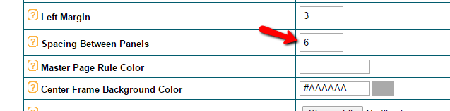 How can I edit the spacing of the navigational panels so I can maximize or minimize space in the middle of the page?
