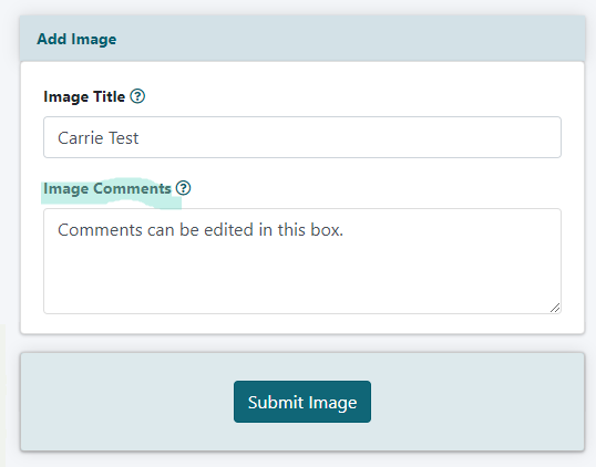 How can I edit an image gallery comment?