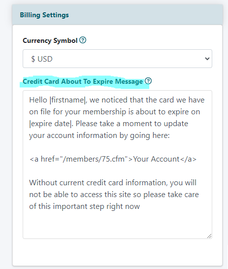 How does the Credit Card About To Expire Message work&##x3f;