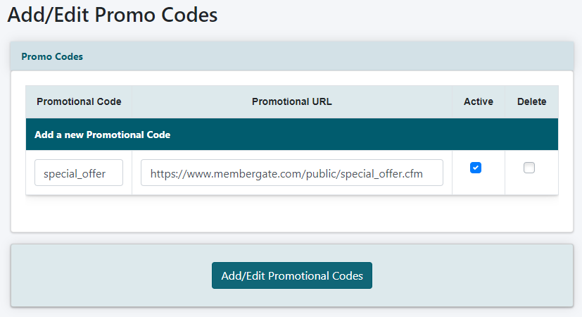 Promotional Code