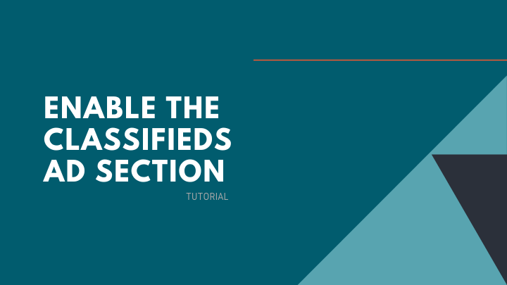 Enable the Classifieds Ad Section