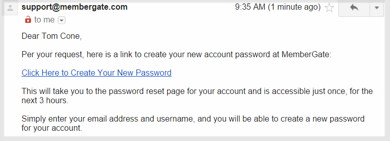 Password Reset Membergate