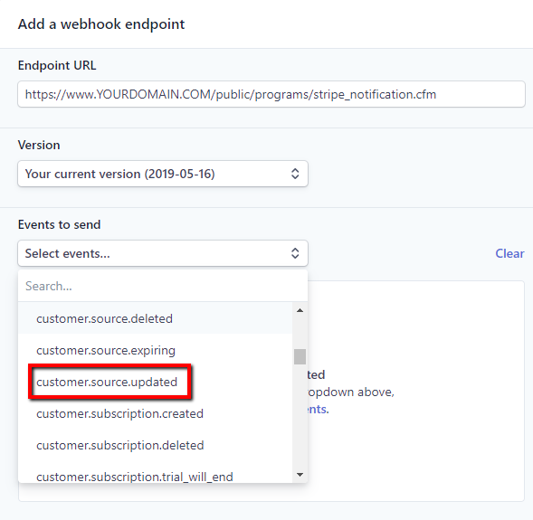 Stripe Add Endpoint