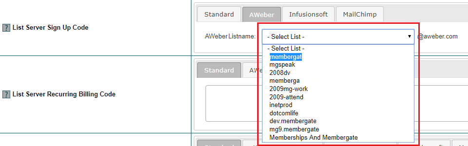 Connect AWeber to Member Plans