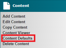 Content Defaults