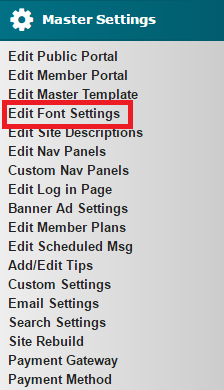 Edit Font Settings
