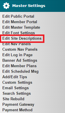 Edit Site Descriptions