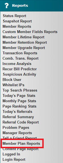 Member Plan Report