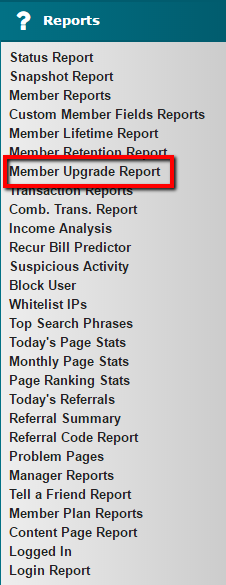 Where is Member Upgrade Report