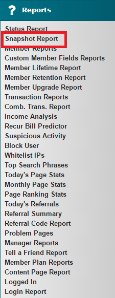 Snapshot Report
